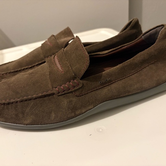 Geox Chocolate Suede Slip-On Loafers - Picture 3 of 5